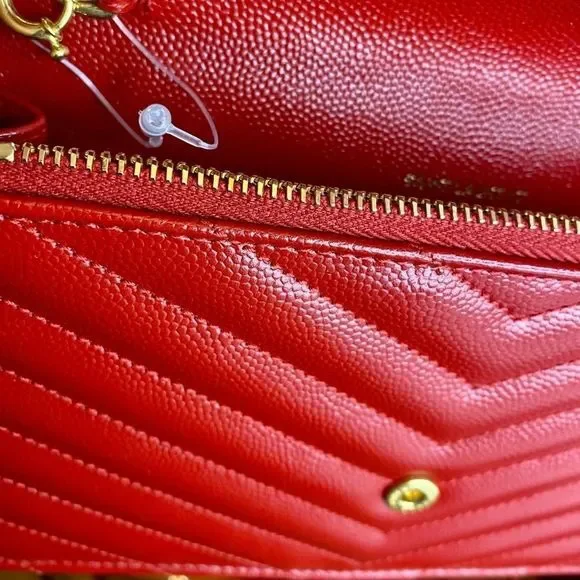 AUTHENTIC YSL Yves Saint Laurent Red Wallet on a Chain with gold hardware - Picture 9 of 9